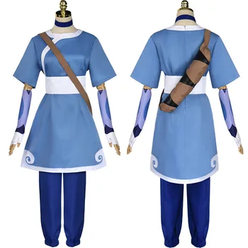Žaidimas Anime Avatar: The Last Airbender kostiumas Aang apelsinų ir Katara raudonos ir mėlynos spalvos kostiumas, cosplay kostiumas Helovinas Bumianang Panele