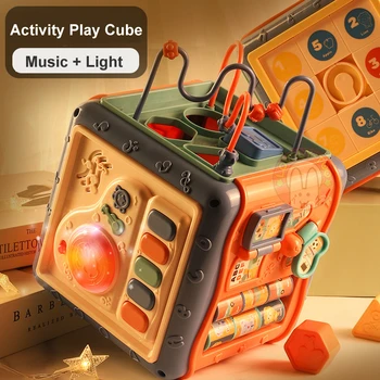 Žaislai Veiklos Žaisti Kubo Šešių Pusių Langelį Montessori Shape Match 