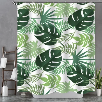 Žalieji Augalai paukščių Dušo Užuolaidos lapų tropinių augalų kilimas vonios vandeniui spausdinimo dušo curtainCurtain namų puošybai