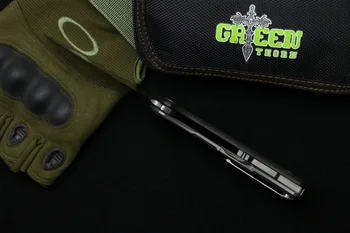 Žalioji erškėčių 95 HATI Flipper sulankstomas peilis M390 guolių plieno, titano PLG 3D rankena kempingas medžioklės lauko vaisių Peiliai EDC įrankis