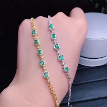 žavinga gamtos smaragdas apyrankę, moterų papuošalai, natūralus akmuo nekilnojamojo 925 sidabro, paauksuoti mergina šaliai dienos dovana žalias perlas