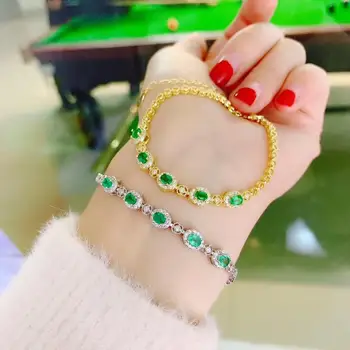 žavinga gamtos smaragdas apyrankę, moterų papuošalai, natūralus akmuo nekilnojamojo 925 sidabro, paauksuoti mergina šaliai dienos dovana žalias perlas