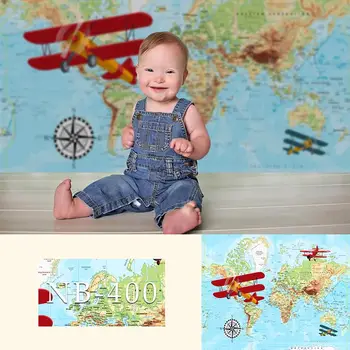 Žemėlapis Orlaivių Kompasas Naujagimių Fonas Fotografijai Baby Shower Gimtadienio Foto Šeimų Vaikams Backdrops Studija