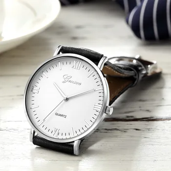 Ženevos Prabangos Prekės Vyrų Laikrodžiai Verslo Odos Kvarcinis Analoginis Ponios Kvarco Riešo Žiūrėti Laikrodis Moterų Žiūrėti montre homme