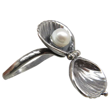 Žiedas transformatorius dvigubo Jūros Perlas Perlas natūralus sidabro padengtą 1273 rinkinys