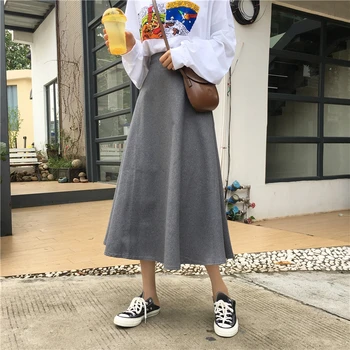 Žiemos Korėjos Harajuku Moterų-Line Sijonas Vintage 