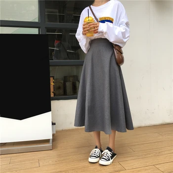 Žiemos Korėjos Harajuku Moterų-Line Sijonas Vintage 