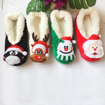 Žiemos Namuose Kalėdos Santa Claus Minkštas Pliušinis Šlepetės Mėgėjams Patalpų\ Grindų Šiltas Kambarių Butas Shoes Dovana