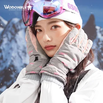 Žiemos slidinėjimo pirštinės plius aksomo, šilta ir vėjo pirštinės moterų mados lauko sporto pirštines jojimo alpinizmo pirštinės