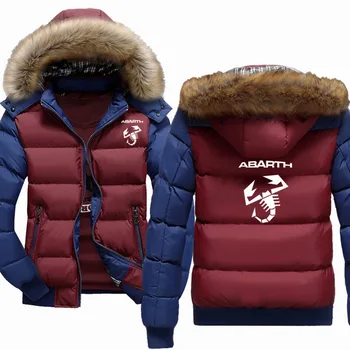Žiemos vilna paminkštintas šiltas jacket Mens Hoodies Abarth Automobilių Logotipas Spausdinti Atsitiktinis aukštos kokybės Medvilnės atsitiktinis Mens Kailio Striukė