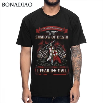 Žmogus Mirties Šešėlio Baimės Nėra Blogis Kryžiuočių Karo Riteris Tamplierius Marškinėliai Retro Apvalios Kaklo Plius Dydis Homme T-shirt