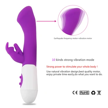 Žmogus nuo Dvejopo Veiksmų Rabbit Vibratorius Dildo Skirtas Klitorio ir G-Spot Masažas Sekso Žaislai Moterims, Moteriška Masturbator
