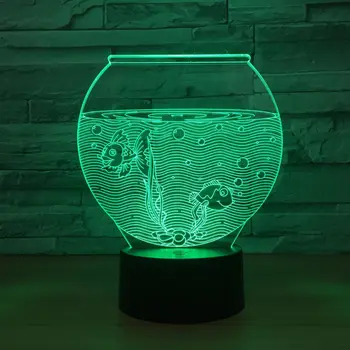 Žuvų Bakas Formos Akrilo 3D Naktį Šviesos diodų (LED) Iliuzija, USB, RGB Naktį Šviesos Stalo Lempos Namų Dekoro Atostogų Dovanų Atmosfera Dekoro Lempos