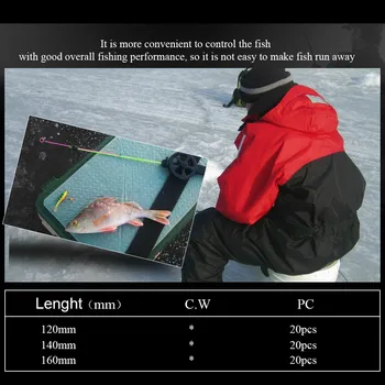 ŽUVŲ KARALIUS 20pcs Žiemos meškere Viršų Patarimas UL galia 12 14 16cm Mini Ledo Lazdele Patarimas Su Vadove Ultralight Lazdele Žvejybos šukos