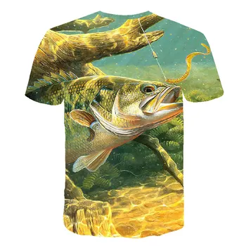 Žuvų vaikams Marškinėlius 3d Spausdinimo Marškinėliai Juokinga T Shirts Hip-Hop berniukų, mergaičių marškinėliai Žvejys Žvejybos Metalo Drabužių Atsitiktinis Viršūnės