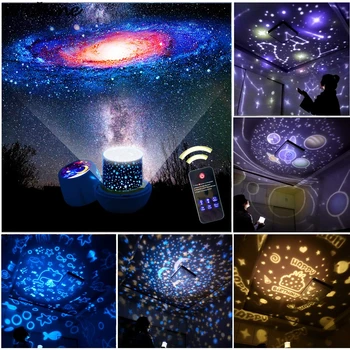 Žvaigždėtas Dangus Naktį Šviesos Projektorius Su Nuotolinio Valdymo Žemė Visatoje, LED Lempos, Spalvinga Pasukti Mirksi Star Vaikai Kūdikių Dovanų