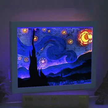Žvaigždėtą Naktį Naktiniai Staleliai, Lempa Led Šviesos Patalpų Apšvietimas Van Gogh Veilleuse Enfant Namų Deco Lova Usb Star Nachtlamp Kambario Apdaila