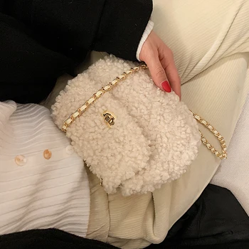 с доставкой 2021 mados ėriukų vilna mažas moterų pečių krepšiai Dizaineris Prabanga rankinės dirbtiniais kailiais crossbody maišelį moterų piniginės