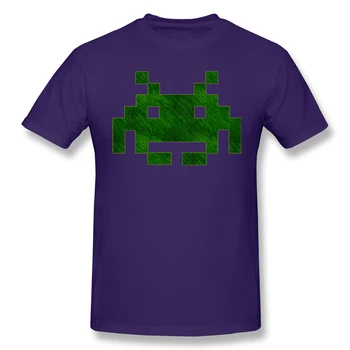ｰ GEEK ｰ Space Invaders Žalia Denim black Marškinėliai Space Invaders homme T-Shirt Tees Grynas Trumpas Rankovės
